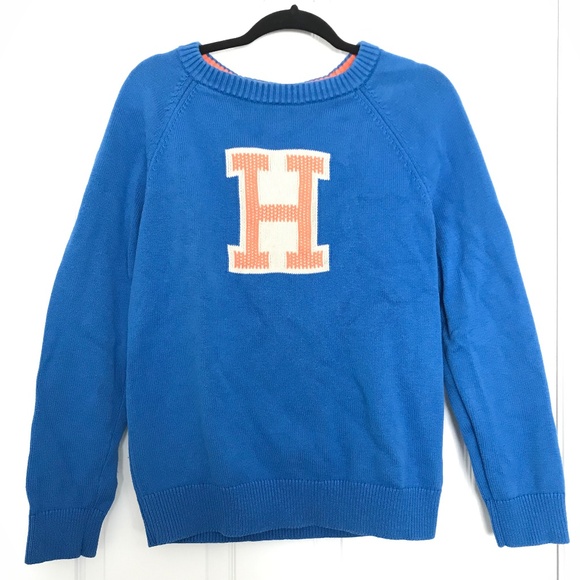 Y2K Tommy Hilfiger Cotton Blend Crewneck Sweater L Blue Orange White Long Sleeve - Picture 1 of 8